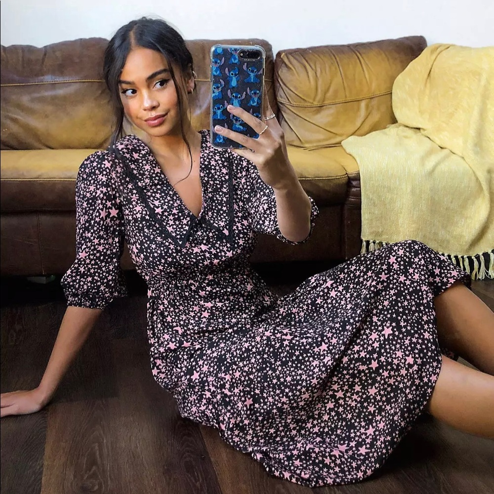 Violet Romance Star Print Midi Dress